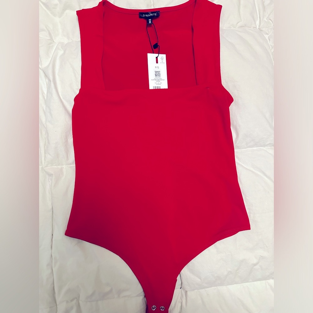 Dynamite red square neck bodysuit NWT